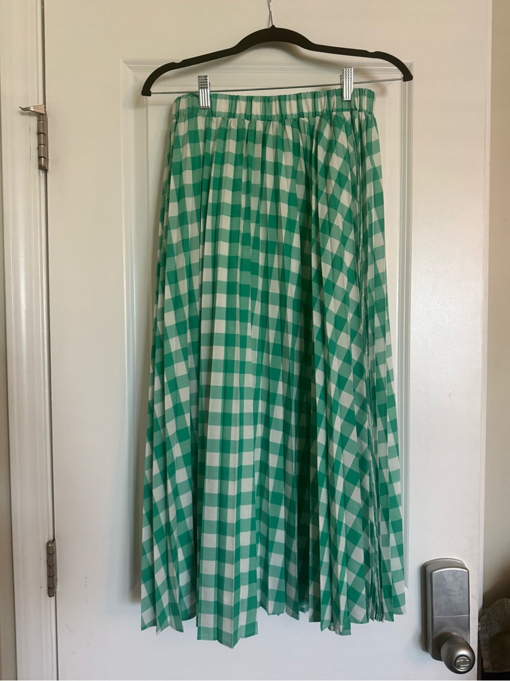a new day Green and White Gingham Pleated Midi Skirt - Picture 1 of 3